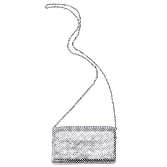 Vintage Jessica McClintok Chainmail Metal Clutch Purse Wedding Bridal Bag - Picture 1 of 4